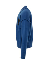 AMI ALEXANDRE MATTIUSSI - Polo in Maglia con Maxi Logo - Blu - LIDIASHOPPING® - Official Website