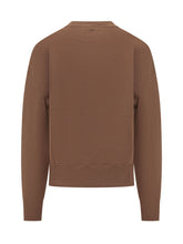 AMI ALEXANDRE MATTIUSSI - Felpa Girocollo con Logo a Cuore - Marrone - LIDIASHOPPING® - Official Website