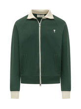 AMI ALEXANDRE MATTIUSSI - Zip Sweatshirt with Contrast Collar - Green - LIDIASHOPPING® - Official Website