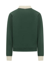 AMI ALEXANDRE MATTIUSSI - Zip Sweatshirt with Contrast Collar - Green - LIDIASHOPPING® - Official Website