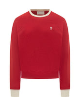 AMI ALEXANDRE MATTIUSSI - Crewneck Sweatshirt with Contrast Edges - Red - LIDIASHOPPING® - Official Website