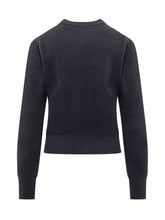 AMI ALEXANDRE MATTIUSSI - Crew Neck Cardigan with Logo - Blue - LIDIASHOPPING® - Official Website