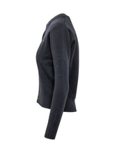 AMI ALEXANDRE MATTIUSSI - Crew Neck Cardigan with Logo - Blue - LIDIASHOPPING® - Official Website