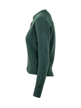 AMI ALEXANDRE MATTIUSSI - Cardigan Girocollo con Logo - Verde - LIDIASHOPPING® - Official Website