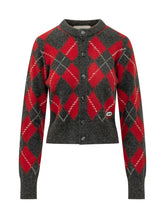 AMI ALEXANDRE MATTIUSSI - Cardigan Girocollo con Motivo a Rombi - Multicolore - LIDIASHOPPING® - Official Website
