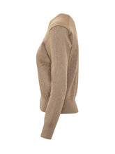 AMI ALEXANDRE MATTIUSSI - Crewneck Sweater with Embroidered Logo - Brown - LIDIASHOPPING® - Official Website