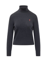 AMI ALEXANDRE MATTIUSSI - Maglia a Collo Alto con Logo - Blu - LIDIASHOPPING® - Official Website