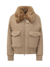 AMI ALEXANDRE MATTIUSSI - Padded Jacket with Faux Fur Collar - Beige - LIDIASHOPPING® - Official Website