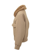 AMI ALEXANDRE MATTIUSSI - Padded Jacket with Faux Fur Collar - Beige - LIDIASHOPPING® - Official Website