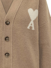 AMI ALEXANDRE MATTIUSSI - V Neck Cardigan with Chest Motif - Beige - LIDIASHOPPING® - Official Website