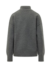 AMI ALEXANDRE MATTIUSSI - Maglia a Collo Alto con Maxi Logo - Grigio - LIDIASHOPPING® - Official Website