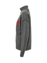 AMI ALEXANDRE MATTIUSSI - Maglia a Collo Alto con Maxi Logo - Grigio - LIDIASHOPPING® - Official Website