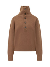 AMI ALEXANDRE MATTIUSSI - Maglione con Collo Alto Abbottonato - Marrone - LIDIASHOPPING® - Official Website