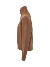 AMI ALEXANDRE MATTIUSSI - Maglione con Collo Alto Abbottonato - Marrone - LIDIASHOPPING® - Official Website