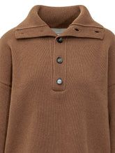 AMI ALEXANDRE MATTIUSSI - Maglione con Collo Alto Abbottonato - Marrone - LIDIASHOPPING® - Official Website