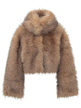 ROTATE - Giacca Corta Effetto Pelliccia - Marrone - LIDIASHOPPING® - Official Website