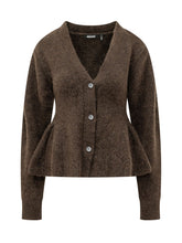 ROTATE - Cardigan Peplum con Scollo a V - Marrone - LIDIASHOPPING® - Official Website