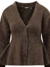ROTATE - Cardigan Peplum con Scollo a V - Marrone - LIDIASHOPPING® - Official Website