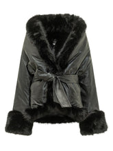 ROTATE - Giacca con Cintura e Bordi Soffici - Nero - LIDIASHOPPING® - Official Website