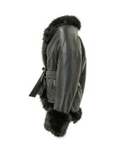 ROTATE - Giacca con Cintura e Bordi Soffici - Nero - LIDIASHOPPING® - Official Website