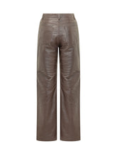 ROTATE - Pantaloni a Gamba Dritta con Cuciture - Marrone - LIDIASHOPPING® - Official Website