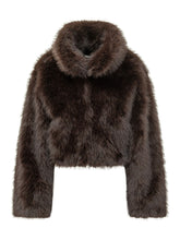 ROTATE - Cropped Jacket with Wide Collar - Brown - LIDIASHOPPING® - Official Website