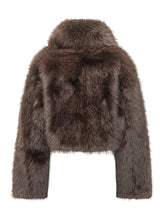 ROTATE - Cropped Jacket with Wide Collar - Brown - LIDIASHOPPING® - Official Website