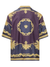 VERSACE - Barocco Short Sleeve Shirt - Blue - LIDIASHOPPING® - Official Website