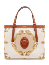 VERSACE - Borsa Tote Media con Stampa Ornamentale e Logo - Beige - LIDIASHOPPING® - Official Website