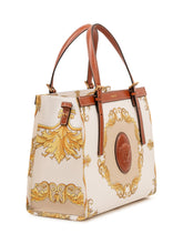 VERSACE - Borsa Tote Media con Stampa Ornamentale e Logo - Beige - LIDIASHOPPING® - Official Website