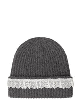 GANNI - Berretto a Costine con Bordo in Pizzo - Grigio - LIDIASHOPPING® - Official Website