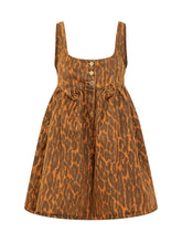 GANNI - Bubble Mini Abito con Motivo Animalier - Marrone - LIDIASHOPPING® - Official Website