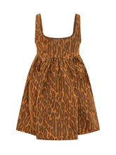 GANNI - Bubble Mini Abito con Motivo Animalier - Marrone - LIDIASHOPPING® - Official Website