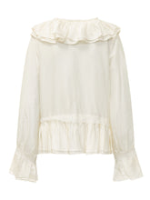 GANNI - Blusa con Volant e Scollo a V - Bianco - LIDIASHOPPING® - Official Website