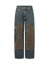 GANNI - Jeans Audri con Inserti a Quadri - Blu - LIDIASHOPPING® - Official Website