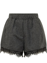 GANNI - Pinstripe Shorts with Lace Trim - Black - LIDIASHOPPING® - Official Website