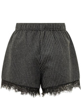 GANNI - Pinstripe Shorts with Lace Trim - Black - LIDIASHOPPING® - Official Website