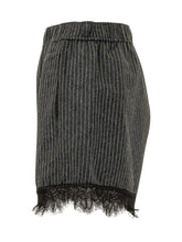GANNI - Pinstripe Shorts with Lace Trim - Black - LIDIASHOPPING® - Official Website