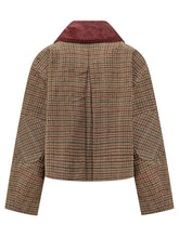 GANNI - Giacca Corta con Motivo a Quadri - Marrone - LIDIASHOPPING® - Official Website