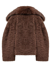 GANNI - Giacca Corta con Collo in Pelliccia - Marrone - LIDIASHOPPING® - Official Website