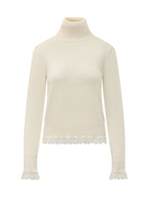 GANNI - Turtleneck Sweater with Lace Details - Yellow - LIDIASHOPPING® - Official Website