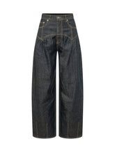 GANNI - Jeans a Gamba Ampia con Vita a Corsetto - Blu - LIDIASHOPPING® - Official Website