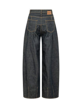 GANNI - Jeans a Gamba Ampia con Vita a Corsetto - Blu - LIDIASHOPPING® - Official Website