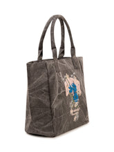 GANNI - Medium Trapeze Shop Bag with Floral Decoration - Grey - LIDIASHOPPING® - Official Website