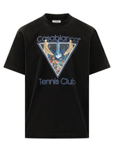 CASABLANCA - Monde Perdu T-shirt with Tennis Graphic - Black - LIDIASHOPPING® - Official Website