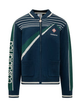 CASABLANCA - Giacca Pyramid con Zip e Motivi Grafici - Blu - LIDIASHOPPING® - Official Website