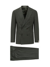 CORNELIANI - Double Breasted Suit with Trousers - Green - LIDIASHOPPING® - Official Website