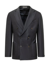 CORNELIANI - Blazer Doppiopetto con Tasche Applicate - Blu - LIDIASHOPPING® - Official Website