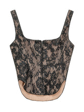 SELF-PORTRAIT - Top Corsetto con Pizzo Floreale - Nero - LIDIASHOPPING® - Official Website