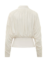 SELF-PORTRAIT - Tie Neck Top with Fitted Waist - White - LIDIASHOPPING® - Official Website